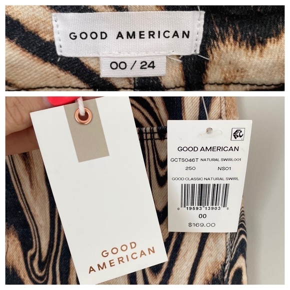 Good American Good Classic Print High Waist
Ankle Crop Jeans Natural Swirl 24 - Picture 10 of 16